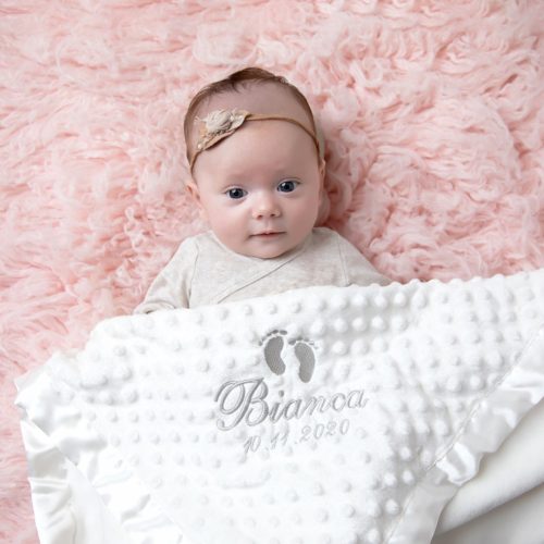 Personalized baby blanket with name and date