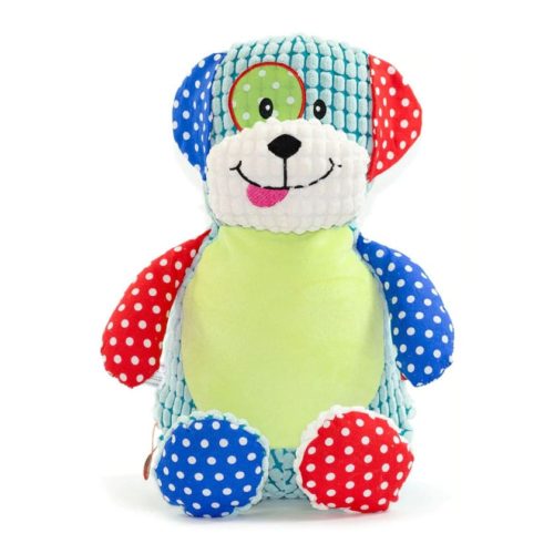 Colorful dog soft toy with name