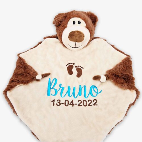 Brown teddy bear blanket with name