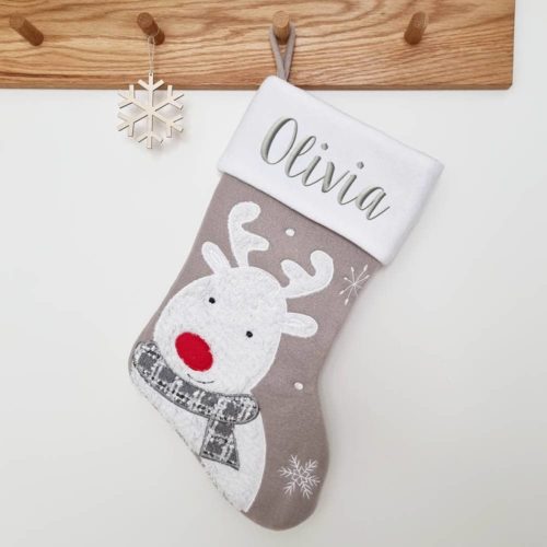 Personalized moose Christmas stocking