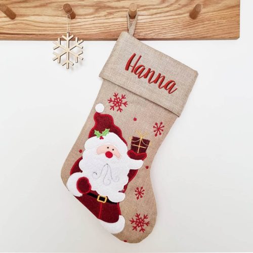 Light brown Christmas stocking Santa with name