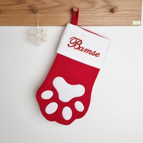 Christmas stocking with name and dog, 35 cm