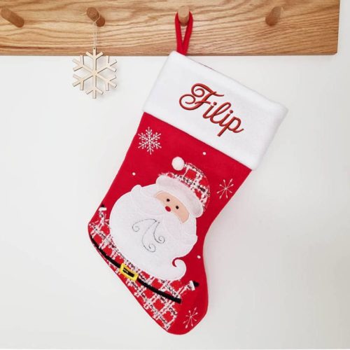 Christmas stocking with the name Red Santa