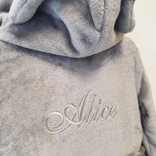 Baby bathrobe with name embroidered on the back