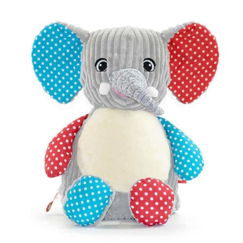 Colorful elephant soft toy with name