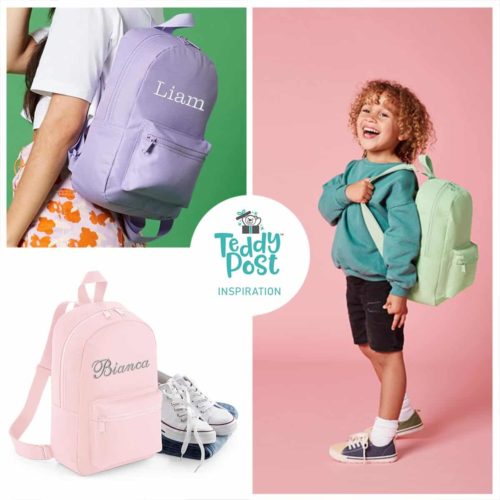 Personalized backpack kids Pastell Teddypost