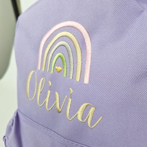 Backpack with name and rainbow