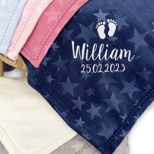 Personalized baby blanket with name stars