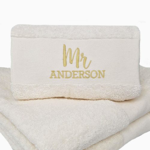 Personalized Towel in ivory color with name