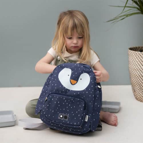 Backpack for girl with penguin motif