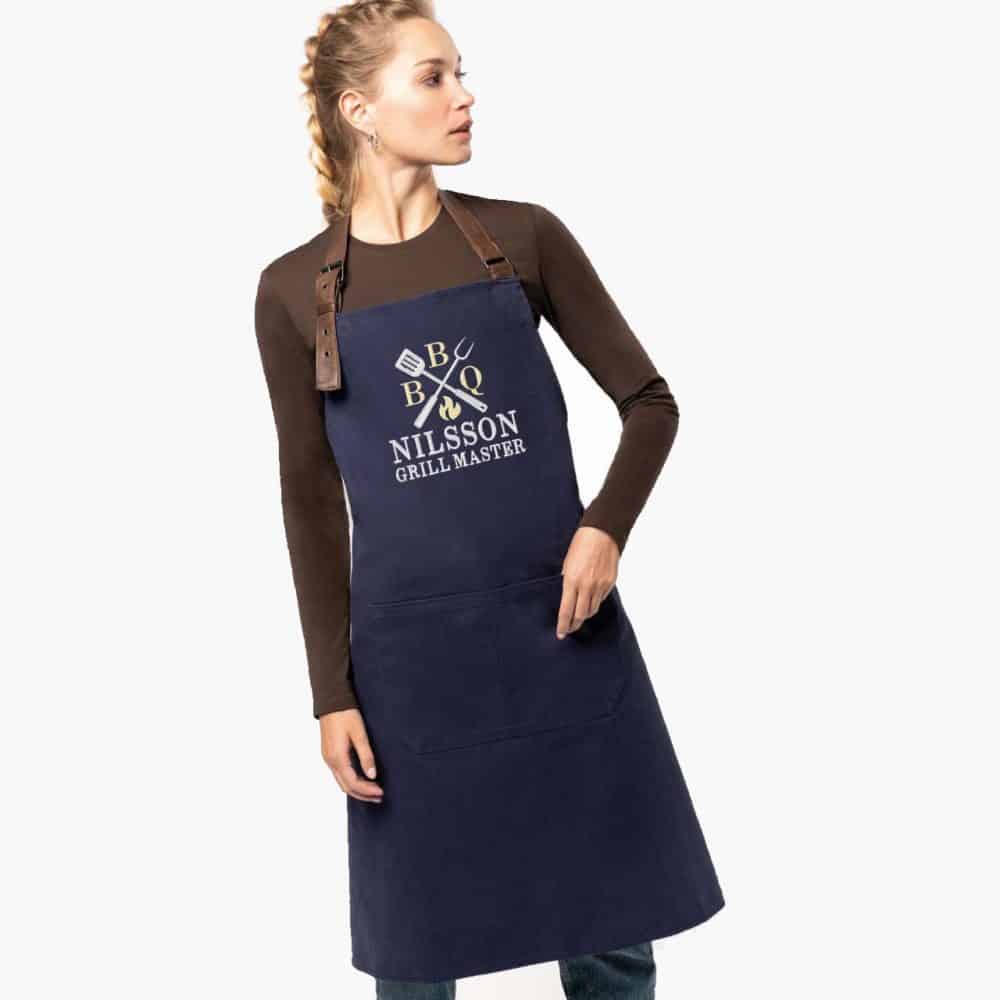 A woman with a personal apron